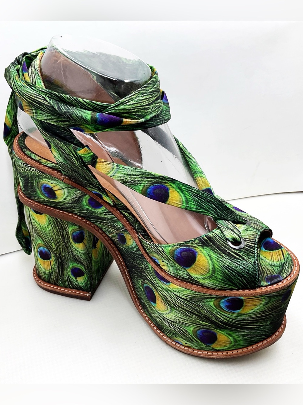 {Jeffrey Campbell} Landers Peacock Strappy Platform Heels - Picture 4 of 16